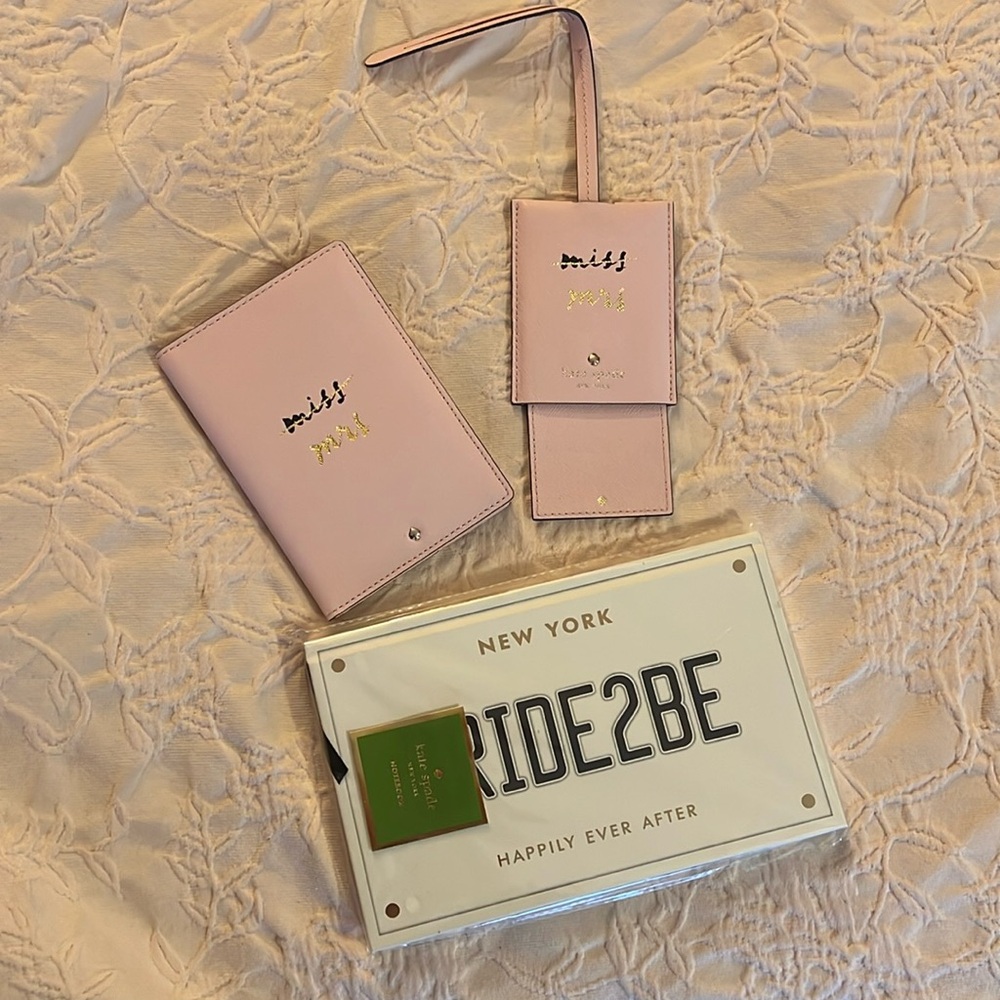 Kate Spade Wedding Belles Passport Holder + Privacy Luggage Tag with Notebook